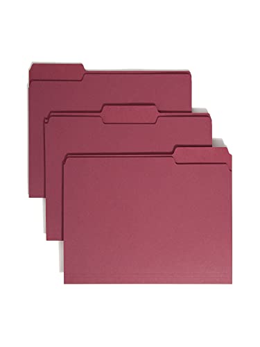Smead Colored File Folder, 1/3-Cut Tab, Letter Size, Maroon, 100 per Box (13093)