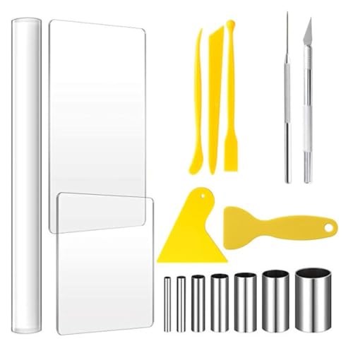 QVEZPRYX Clay Tools 17 Sets Carving Manual Auxiliary Acrylic Plate Detail Needle