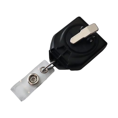 Bulk 100 Pack - Heavy Duty Retractable Badge Reel with Pull Cord and Swivel Alligator Clip with Teeth - No Twist B-Reel Badge Holder for Nurse, Office Employees by Specialist ID (Black)
