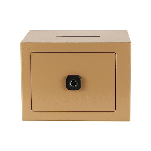 Safe Home Mini Electronic Anti-Theft Fingerprint Password Coin-Operated Safe Suitable for Hotel Apartment Dormitory,Gold