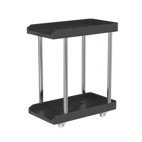 PC Stand Computer Cart,2 Tier Rolling Printer Cart Under Desk,Metal Frame and ABS Plastic Shelves,Max Load 110 Lbs,for Office Home Classroom(Black,670x465x245mm)