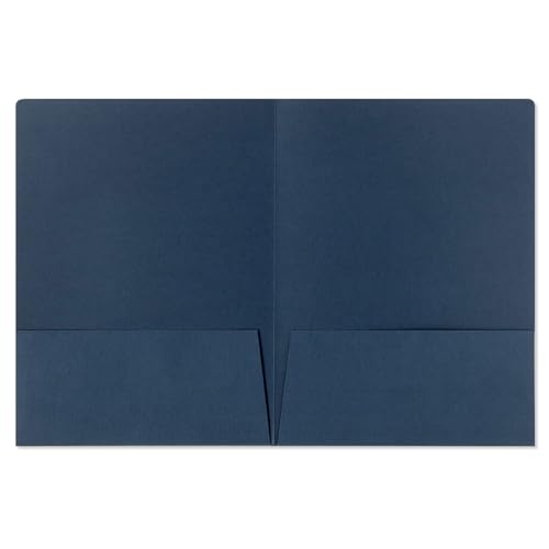 50 Pack, Tax Return Folders with Pockets, Blue Linen, Gold Foil