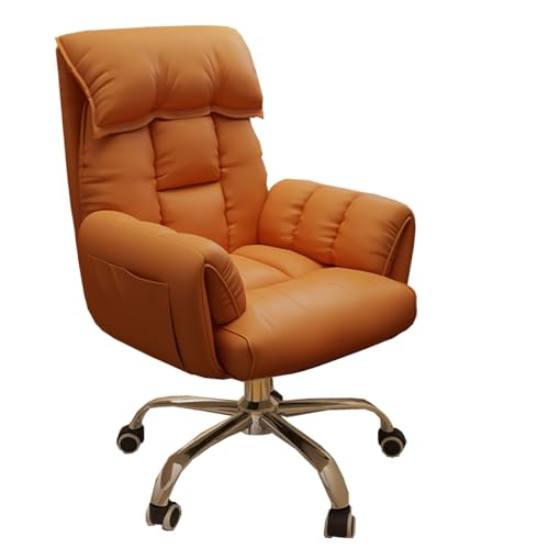 Ergonomic Executive Office Chair Home Office Desk Chairs Adjustable Height Reclining Swivel Chair with Arms Comfy Ergonomic Lazy Sofa Computer Chairs with Wheels(/Orange,A)