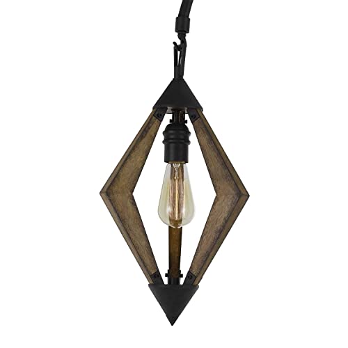 Valence 60W Metal/Pine Wood Down Bridge Floor lamp (Edison Bulb Included)