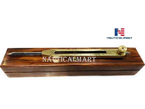 NauticalMart Artist Proportional Scale Divider Drawing Tool Professional 9” Long Solid Brass with Heavy Duty Steel Point with with Wooden Box