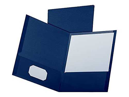 Oxford 53443 Linen Twin Pocket Folder, 25/BX, Navy