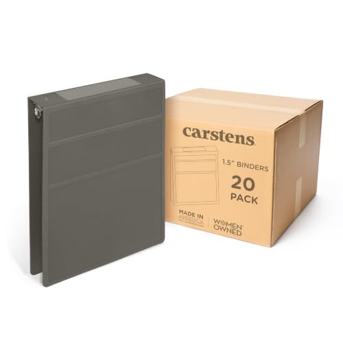 1.5" Heavy Duty Plastic Top Flip Binder, 2-Rings, Charcoal Gray, Case of 20