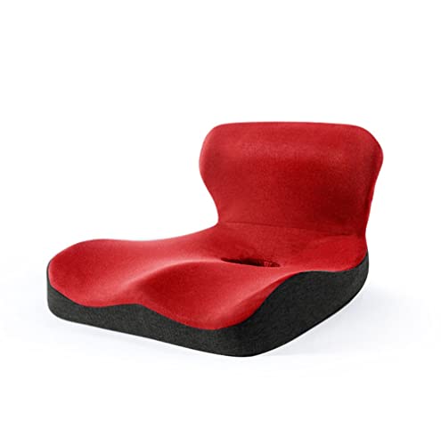 XARONF Memory Foam Seat Cushion, for Sciatica Tailbone Back Pain Relief, Posture Correction. Orthopedic Sitting Pillows for Office Chair, Car, Kitchen, Wheelchair with Non-Slip Bottom (Color : Red)