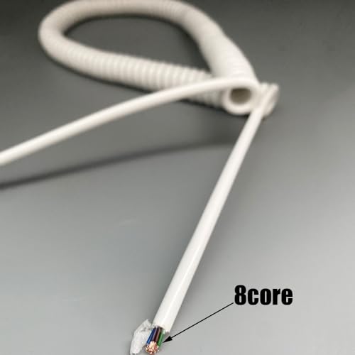 8 Core Coiled Spring Cord, 5mm OD Pure Copper Wire Flexible Signal Cable