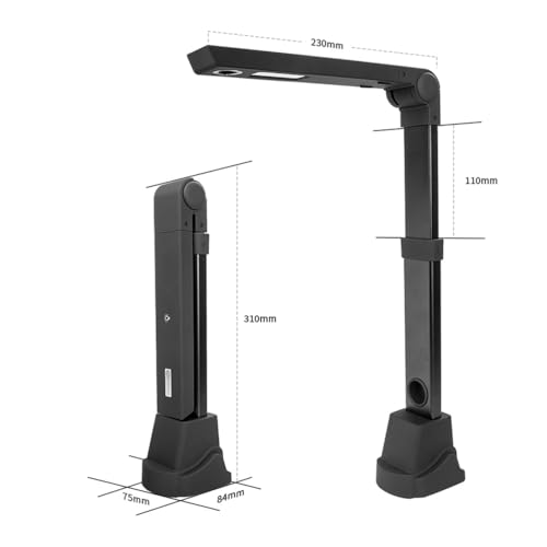 TYZDLSM Book Document Camera, 12MP Folding Document Scanner, for Office Books Teaching, with 6 LED Fill Lights, Capture Size A3, for Web Conferencing, Distance Education