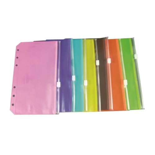 60Pcs Vibrant A5/A6 Zippered Binder Pockets Waterproof PVC 6-Ring Compatible for Budget Planners Notebook Inserts Receipts Storage(A6)