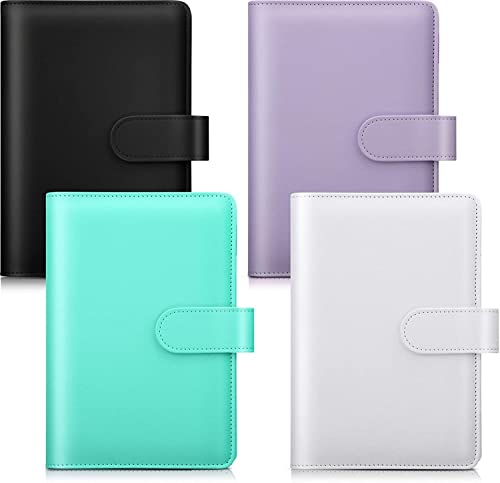 ONMYJFD 4 Pieces A6 Notebook Binder Cover, Refillable 6 Planner Journal Organizers with Magnetic Buckle Closure for Filler Paper(C)