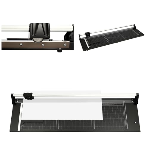 Chynalys Paper Cutter Heavy Duty Office Paper Trimmer with Magnetic Ruler, Straight Paper Trimmer, Roller Cutter with Anti-Slip Feet, Rotary Paper Trimmer for Home, Office, School