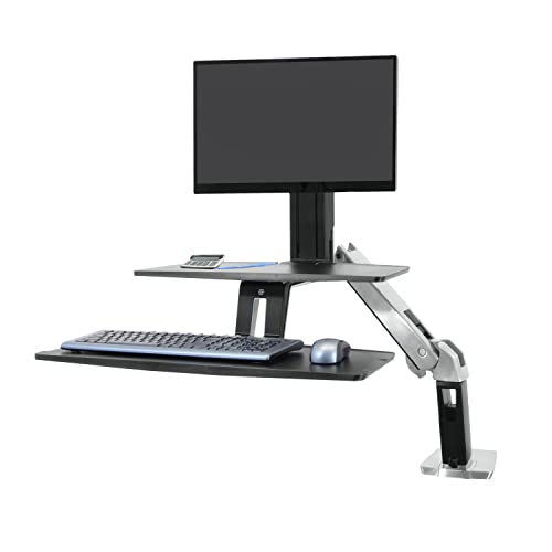 Ergotron – WorkFit-A LD Single Monitor Standing Desk Converter, Sit-Stand Workstation for Tabletops – 5 to 15 lbs, Suspended Keyboard Tray