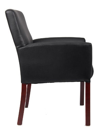 Boss Office Products Box Arm Guest Chair with Mahogany Finish in Black, 250 (B619)