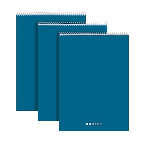 TOPS Docket Writing Tablet, Top Wirebound, 8-1/2 x 11-3/4 Inches, White, Legal/Wide Rule, 70 Sheets per Pad, 3 Pads per Pack (63633)