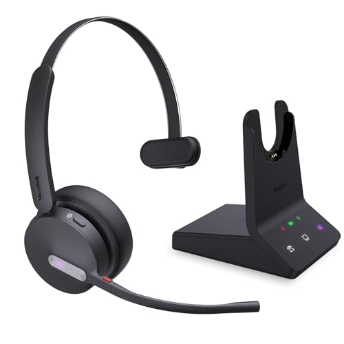 Yealink WH64 Teams Mono DECT & Bluetooth Wireless Headset, 606ft Range Microsoft Certified, Single On Ear Headphone with 3X Noise Cancelling Mic, 26H Talk Time, Office Desk IP Phone, PC, Computer