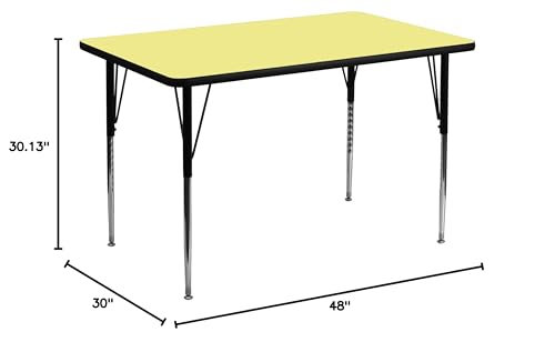 EMMA + OLIVER Yellow 48x30 Adjustable Height Activity Table