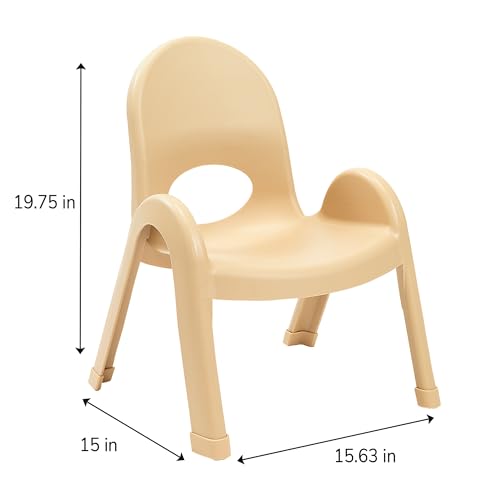 Children’s Factory Value Stack 9" Child Chair, Natural Tan, 2 Pack, Stackable Ergonomic Seating Solution for Classrooms and Homeschools