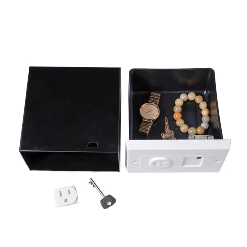 TKOWTB Imitation Double US Plug Wall Safe Hidden Security Stash Box for Jewelry, Valuables, Cash