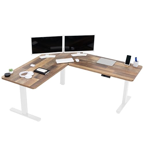 VIVO Reclaimed Wood 67 x 60 in Corner Standing Desk, DESK-KIT-3E6WP