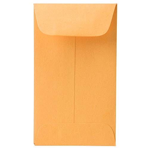 JAM PAPER #3 Coin Business Colored Envelopes - 2 1/2 x 4 1/4 - Brown Kraft Manila - Bulk 500/Box