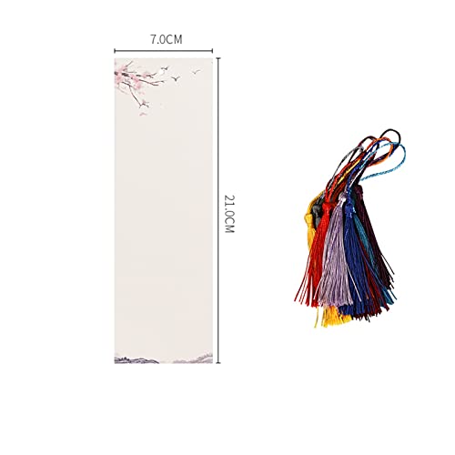 Bookmark 10Pcs Color Thickened Bookmarks with Tassels Water-Grained Paper Can be Handwritten 8 Styles 7X21cm Metal Bookmark (Color : 4) (4)