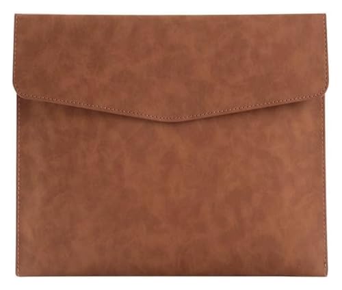 PU leather document pouch, Leather Envelope Document Holder File Folder A4 Business Briefcase Multicolor 330x240mm Pack of 3(Brown)