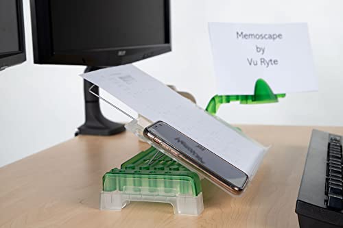 MemoScape Adjustable in-Line Document Holder for Typing | Reduces Neck Strain, Improves Focus, Boosts Desk Organization, and Workflow | Paper Holder Stand for Desk and Home Office - Green (VUR 5020)