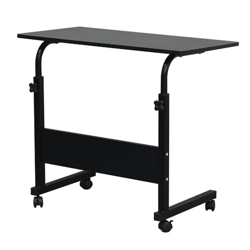 BIIVSOV Removable Side Table, P2 15MM Chipboard & Steel Side Table for Office Work Home Study, Black (A-Black)