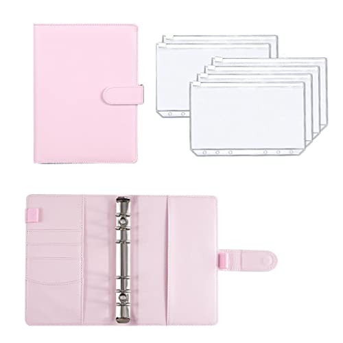 A6 Binder Budget PU Leather PlannerPockets Expense Sheets Notebook Cash Envelope Organizer System with Clear Zipper (Color : 4 Size : As Shown) (7 As shown)