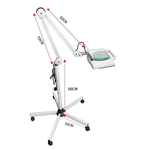DFEDHF Magnifier Floor Standing Magnifier Lamp with 5X Magnification, Beauty Salon Cold Light Magnifying Glass,White