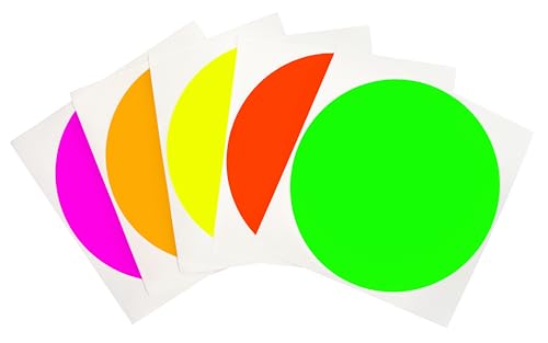 ChromaLabel 4" Removable Stickers, 5 Fluorescent Colors,20/Pack Each Color