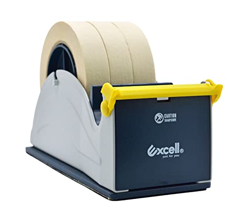WOD TTD3SD Tabletop Multi-Roll Steel Desktop Tape Dispenser, Blue & Gray - Fits Tape up to 3 inch Wide, Holds 3 inch core, Weighted Rubber Base for Stability