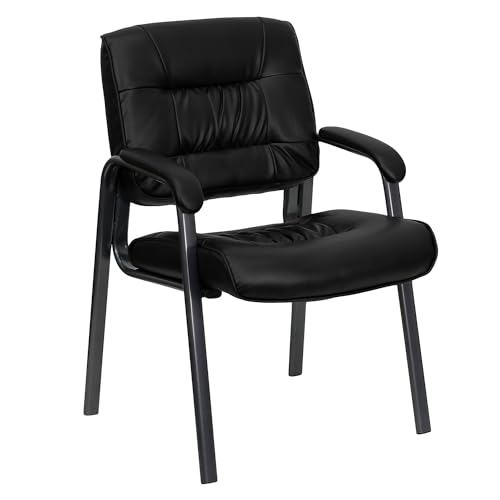 Flash Furniture LeatherSoft Reception Chair, Black/Titanium Gray