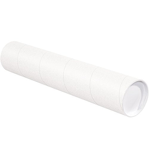 Partners Brand PP4048W Mailing Tubes with Caps, 4" x 48", White (Pack of 15)