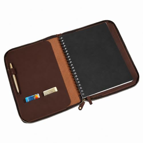 CestAntiQ Zippered Leather XXL Journal Cover 8.5 x 11 in, Tan
