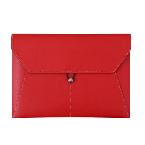 PU Leather Document Pouch, Document Pouch PU Leather A4 File Folder Organizer 33x23.5cm Multicolor Pack of 3(Red)