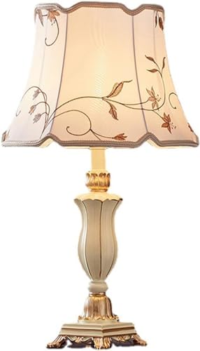 ROPCVAX Vintage Table Lamp 21.2" Gold Ceramic Table Lamp,White Fabric Drum Shade, Antique Brass Metal, Farmhouse Desk Lamp for Living Room Bedroom House Bedside Nightstand Home Office (Green)(Gree