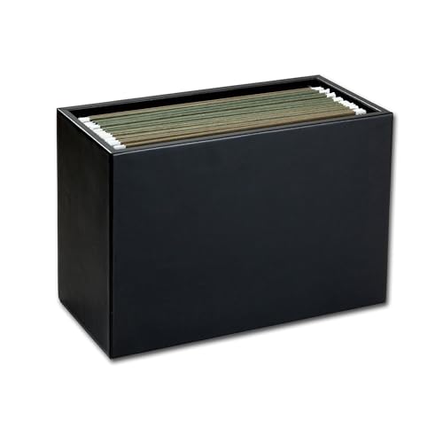 Dacasso Black Leather Hanging File Folder Box