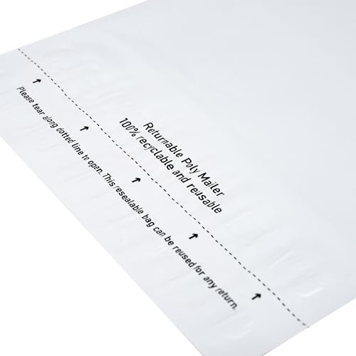 HouseLabels - 2,000 count - 9.5x12 inch (Size #3) Strong, Tearproof White Returnable Poly Mailers with Suffocation Warning and a Second Adhesive Strip which Creates a New Closure for Return Shipping