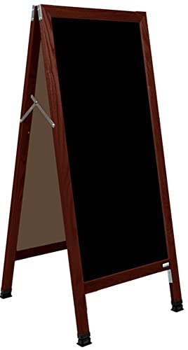 Aarco A-Frame Black Acrylic Board in Solid Red Oak Frame with Cherry Stain - 42"Hx18"W
