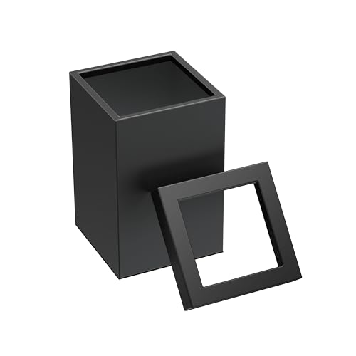 Gatco Small Bathroom Trash Can With Lid, Square 3 Gallon Stainless Steel Wastebasket, Under Sink, Matte Black, For Bathroom, Bedroom, Office (1915)