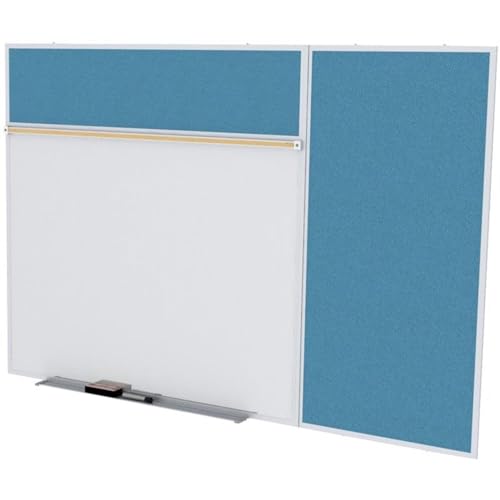 Ghent SPC48B-V-191 4 ft. x 8 ft. Style B Combination Unit - Porcelain Magnetic Whiteboard and Vinyl Fabric Tackboard - Ocean