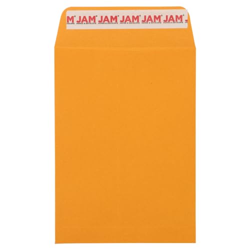 JAM PAPER 5 1/2 x 7 1/2 Open End Catalog Envelopes with Peel and Seal Closure - Brown Kraft Manila - Bulk 500/Carton
