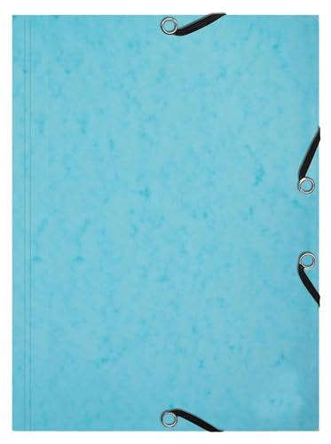 Exacompta - Item no. 555662E - 1 folder with 3 elastic flaps with elastic band, Aquarel + 25 index cards A5, specially designed for organising by theme or material, pastel blue