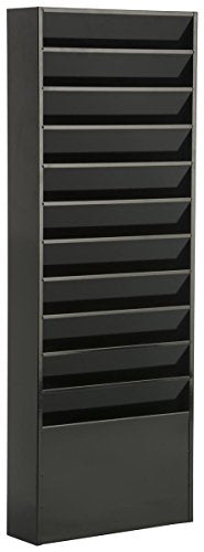 Displays2go Wall-Mounted File Folder Rack with 11 Tiered Pockets