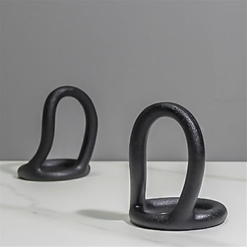 Book Organizer Book Ends, Desk Decoration Minimalist Ring Resin Bookends for Home, Library(White)