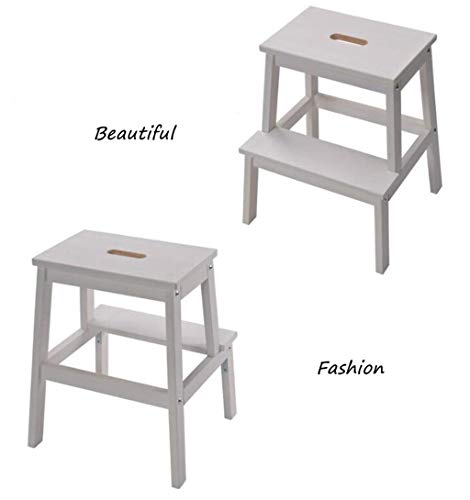 WIKKASSEIR Footstool, Wooden Step Ladders Folding Stool Solid Wood Ladder Stool Multifunctional Footstool Living Room Changing Shoes Stool and Step Stools with 3 Steps (Color : Wood Color)