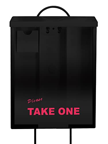 Outdoor Real Estate Brochure Box with Portable Two-Piece Metal Yard Stand Holds 250 Flyers, 60 Business Cards Easy-Install Marketing Display (1 Pack - Black)